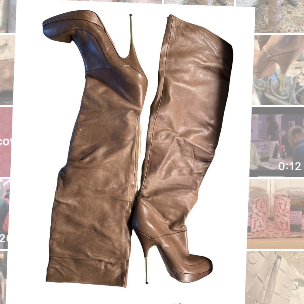 Missoni leather taupe over knee boots